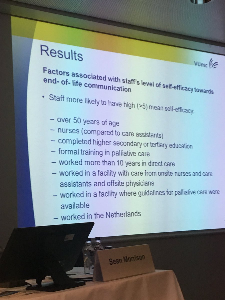 hospicedoctor's tweet photo. Interesting study on factors affecting ‘self-efficacy’ in end of life communication #eapc2018 https://t.co/nJu2H6xqqX