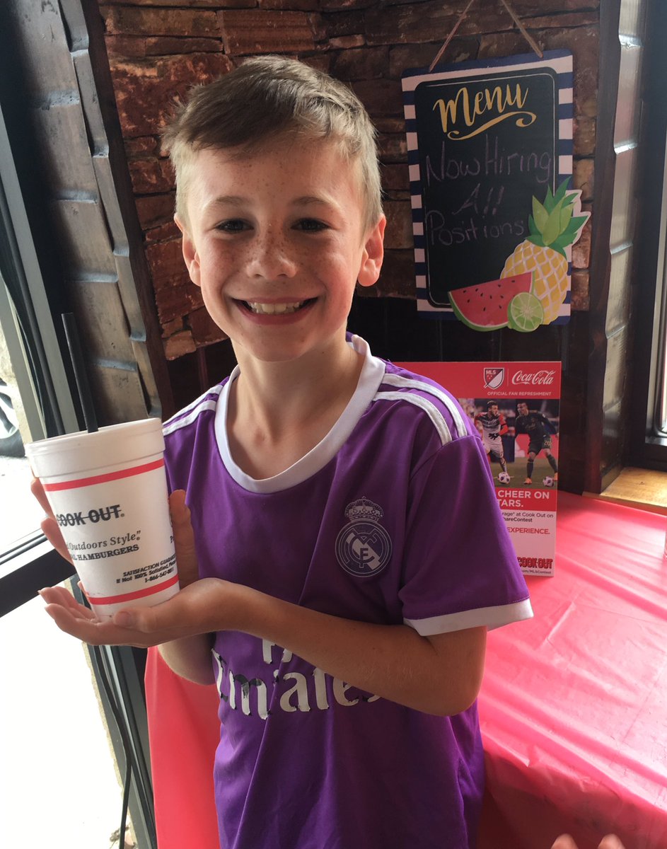 Luke enjoying a refreshing <a href="/CocaCola/">Coca-Cola</a> at <a href="/CookOut/">Cook Out</a> hoping to win a trip to the <a href="/MLS/">Major League Soccer</a> all-star game! #SipSnapShareContest