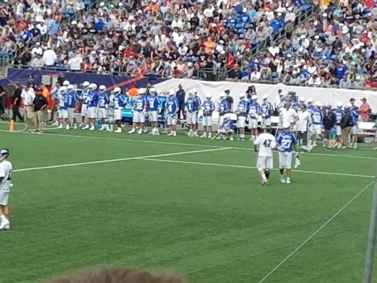 Haddeland11's tweet photo. Congratulations to @Hynesa26 and the Yale Bulldogs for winning their first D1 National title.  What a great game.   Proud old coach today... with @Bhynes2125  @dhadde3 @DirectRays @LoHudLacrosse https://t.co/uVALOM2NrG