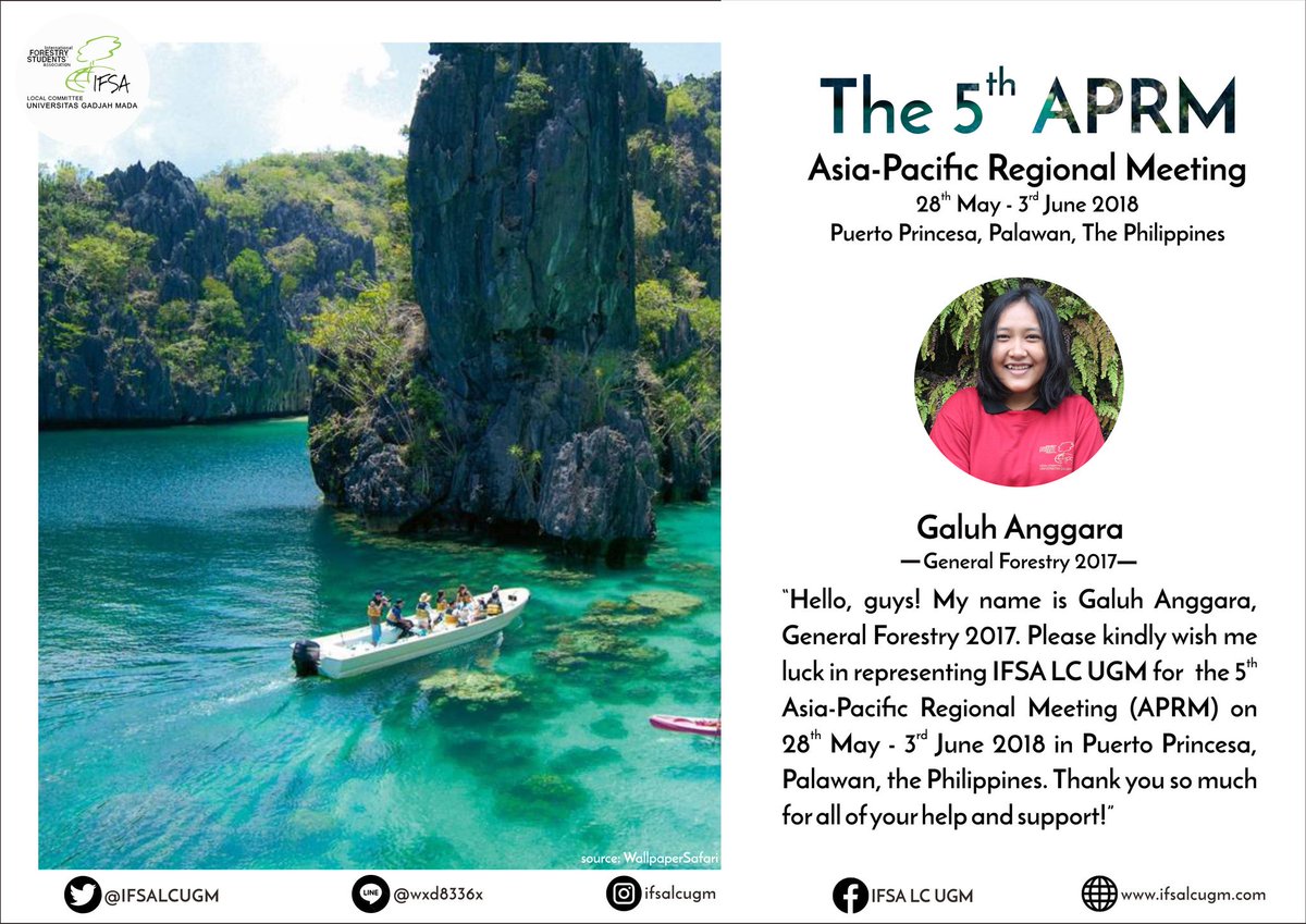 IFSALCUGM's tweet photo. Hopefully she will have the chance to broaden her knowledge regarding forest conditions, management, as well as its current issues in Asia-Pacific region. #APRM2018 #IFSALCUGM #PHILIPPINES https://t.co/Y9f9qmmkO6