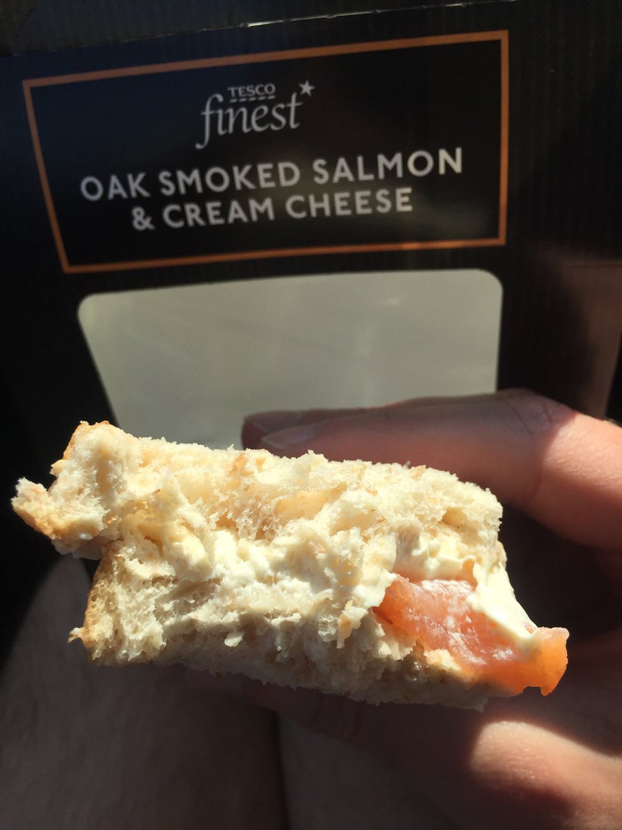 Russ_lid's tweet photo. When you buy a Tesco’s finest smoked salmon sandwich expecting great things. However all the smoked salmon is pushed to the front to make it look better than it is! @Tesco #robbed #deceived #shameless #ripoff https://t.co/0lEVMJnH1W
