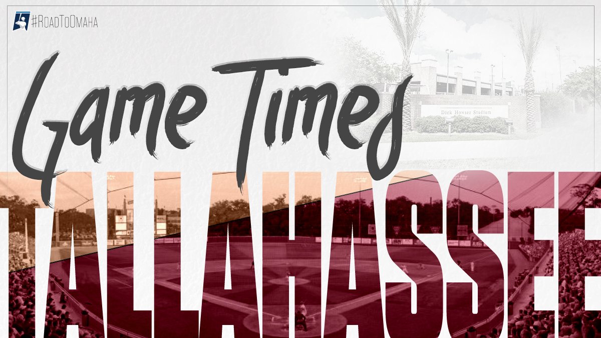 NCAABaseball's tweet photo. TALLAHASSEE REGIONAL GAME TIMES - JUNE 1

#2 Mississippi State vs. #3 Oklahoma - NOON ET
#1 Florida State vs. #4 Samford State - 7 PM ET

#RoadToOmaha https://t.co/4IvTqpchgF