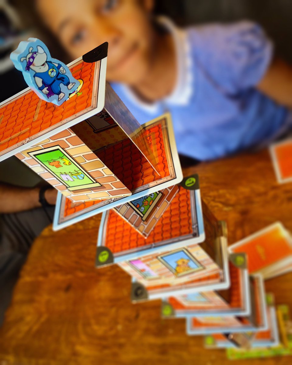 JoostDantuma's tweet photo. she's getting rather good at #RhinoHero!
.
. (By Scott Frisco &amp; @StevenStrumpf @haba_uk/@haba_usa)
.
#Rhino #Hero #boardgames #cards #games #familygames #kidsgames #tower #cardgame #fall #fun #tabletopgame #AnalogFun #PlayGames #JuegoDeMesa #Jeux #Spiel  #bgg https://t.co/4DXUXgeePm