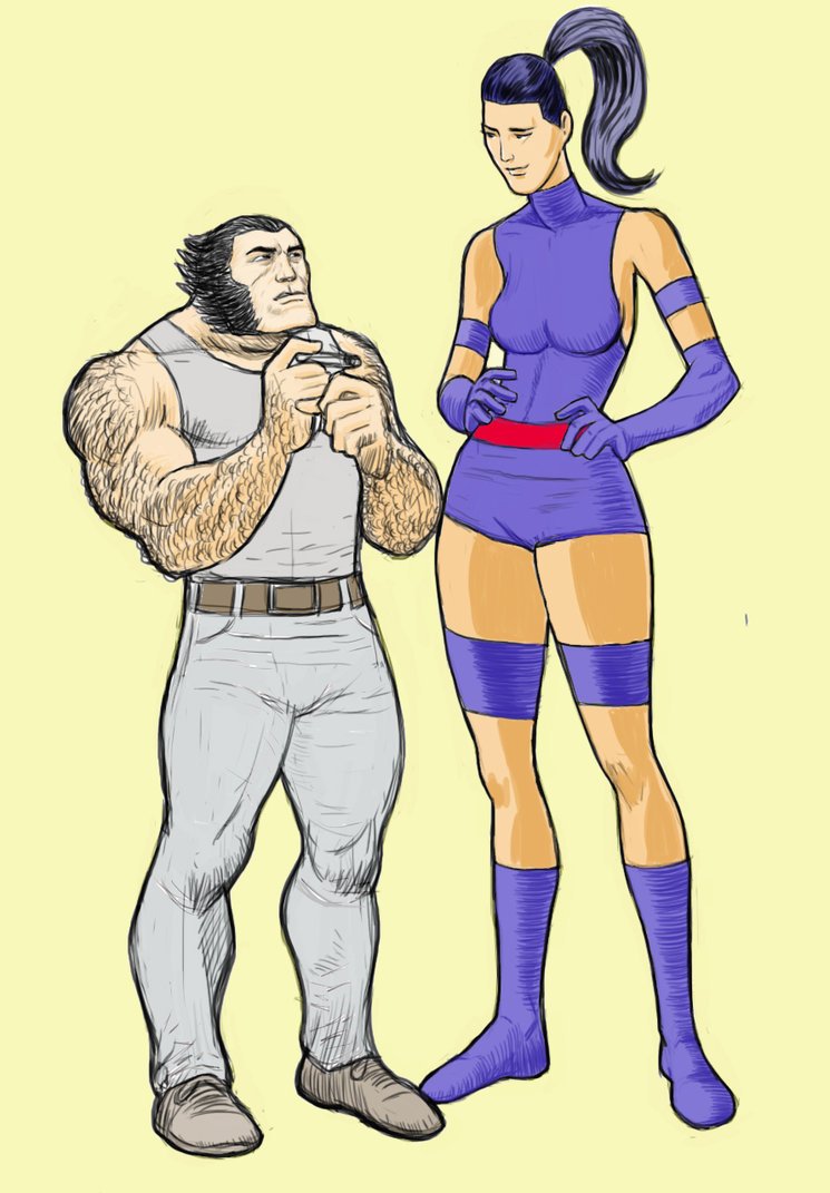 deltakray's tweet image. Wolverine and Psylocke. #DifferentSizes #Xmen