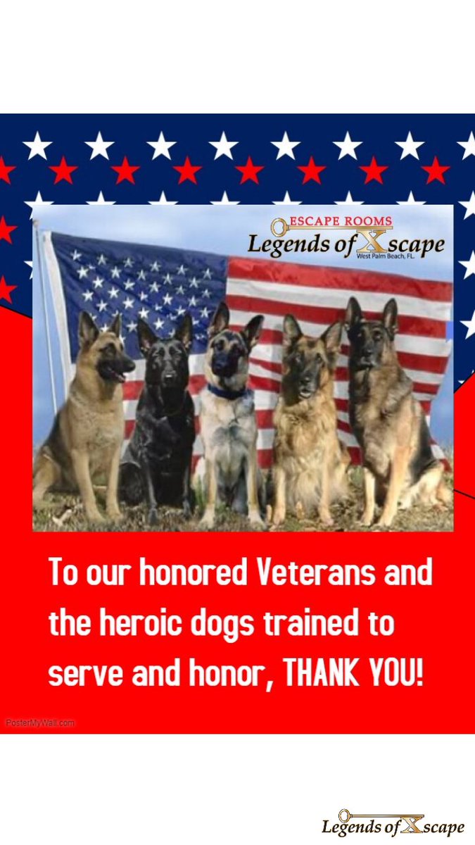LegendsofXscape's tweet photo. Happy Memorial Day and thank you to the men, women and K9 that have served. #TheRealLegends #LegendsOfXscape #EscapeRoom #Downtownwpb https://t.co/rTiCaR6jQU