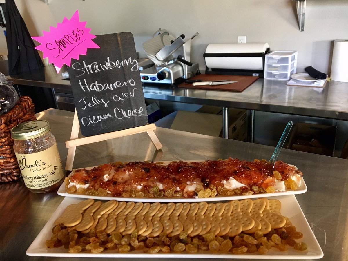 NapolisMarket's tweet photo. come try our new strawberry habanero jelly!! We are open till 8 pm tonight! #grapevinetx #mainstreet https://t.co/Lwlqvf1rx7
