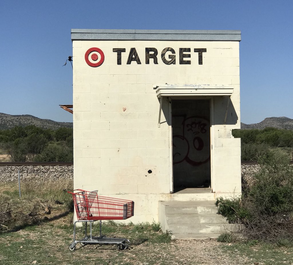 One thing the Big Bend region has going for it is the local enthusiasm for harmless shenanigans. Example: somebody has added a shopping cart to the Marathon Target.