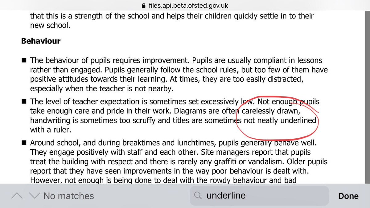 dughall's tweet photo. Ensure all your titles are neatly underlined with a ruler folks. @ofstednews seem keen on it. https://t.co/DN8yRC3jti