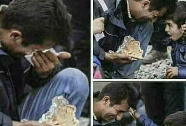 umehaniii1's tweet photo. This man who is crying is a doctor. While he was distributing bread to war struck children in #Syria, the child told him; "Could u give me a medicine so that i won't feel hungary again" 😢😢 https://t.co/RV1FW17MAo