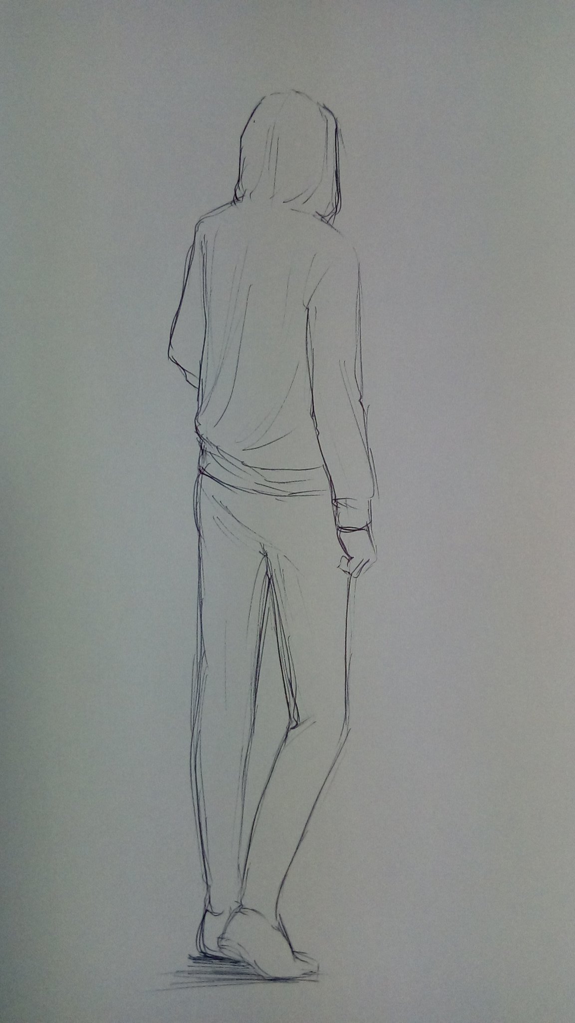 Twitter 上的 結城るい 落書き 一発描き イラスト基地 イラスト置き場 ボールペンでパーカー後ろ姿男性 T Co Cvtc1553cu Twitter
