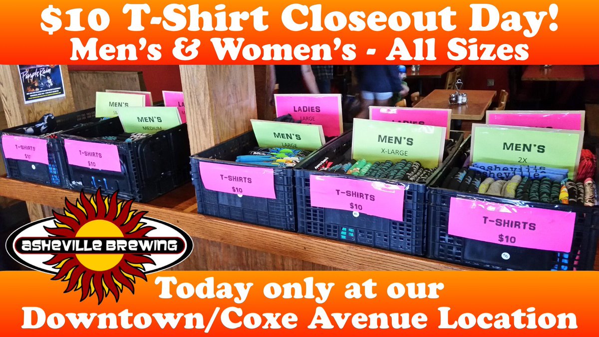 AshevilleBrewin's tweet photo. 🇺🇸 Memorial Day Sale 🇺🇸
TODAY ONLY-COXE AVE ONLY
•
•
•Select ABC T-shirts are only $10! Head on down to 77 Coxe Avenue and see what you can grab up! #keepashevillehoppy #tshirt #tshirtsale #avlbeer #beergear #avlbeerweek #memorialdaysale #memorialdayweekend https://t.co/Jp2B24kOQg