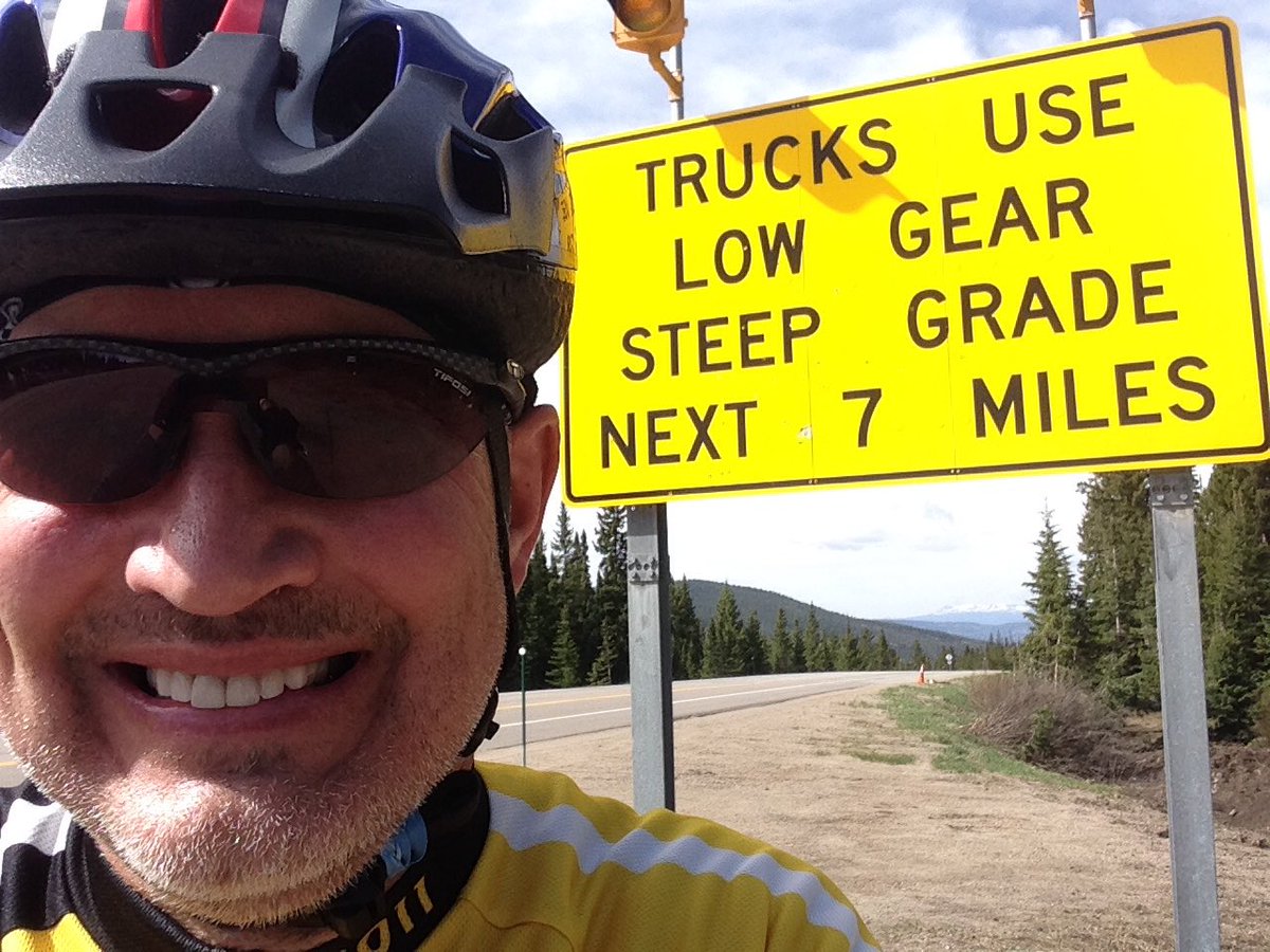 mikekopo's tweet photo. Rode up to top of Rabbits Ears pass, now heading back down, hope my brakes work! https://t.co/KqecYTpVeA