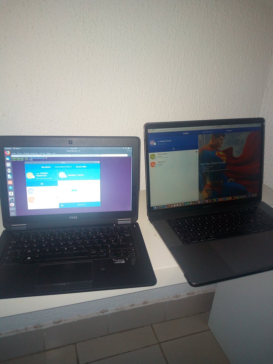 ongolaboy's tweet photo. Enjoying @FeemWiFi between ubuntu 18.04 and MacOSX #bionic237 cc @ekwogefee https://t.co/RieZI8JWY2