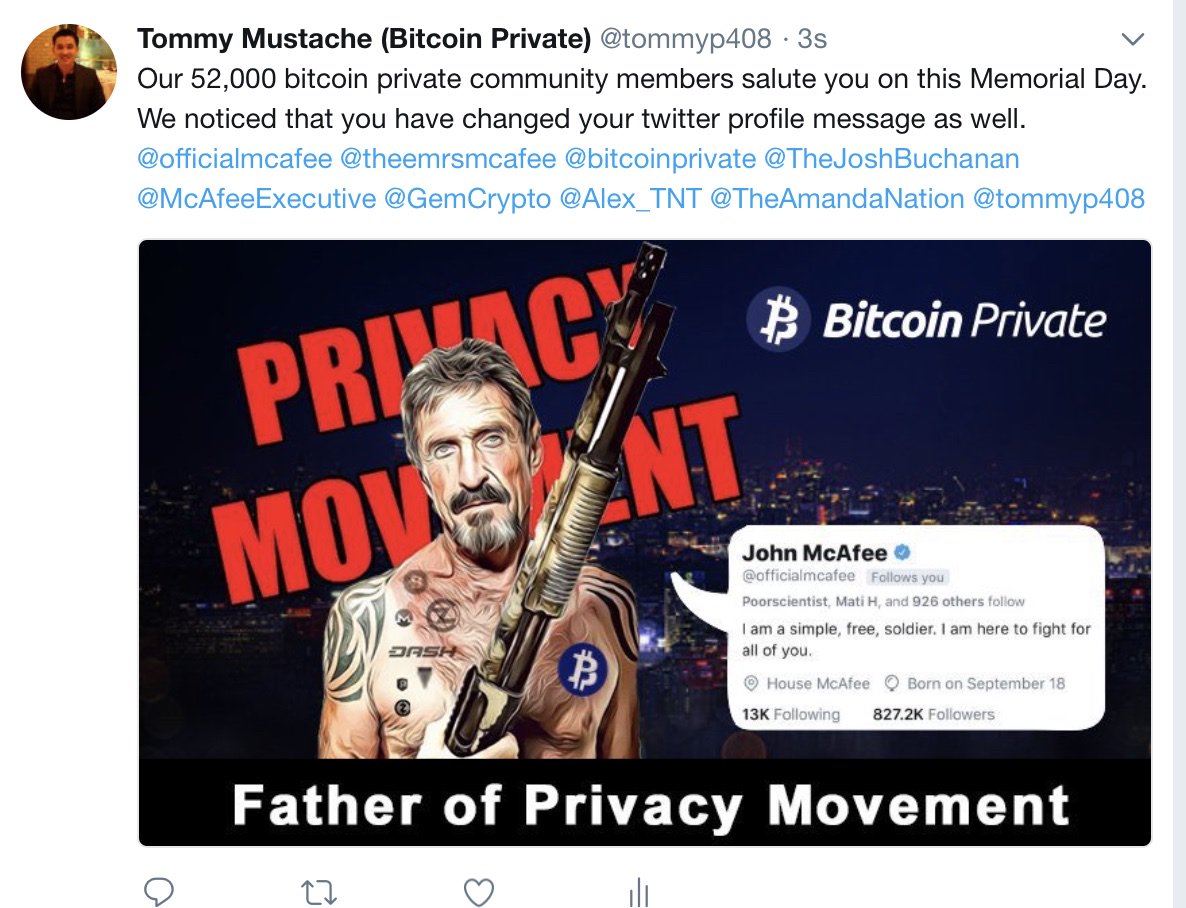 officialmcafee's tweet photo. From @tommyp408 https://t.co/CzCV58xHs2