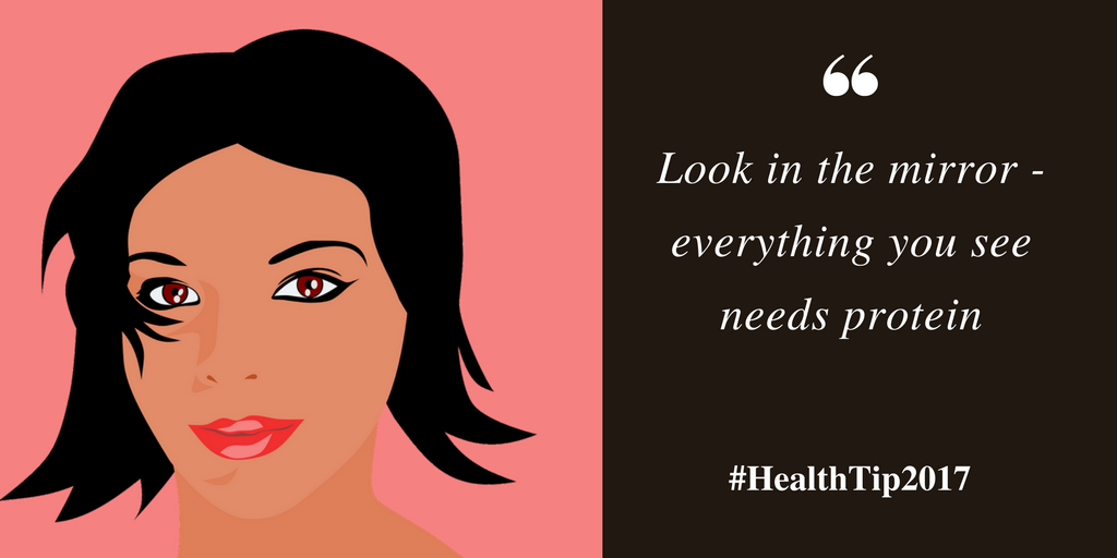 susanjagannath's tweet photo. You're made of #protein! Eat at least 1 g per kg of body weight a day. #HealthTip #Health2017 https://t.co/3gNrsvxNYq