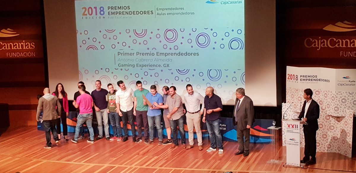 Hoy nuestro CEO, <a href="/TonioCabrera/">Antonio Cabrera</a> y todo el equipo de Gaming Experience recoge el 1° Premio Emprendedor de la <a href="/FundacionFYDE/">Fyde CajaCanarias</a>. ¡Muchas gracias a todos!
