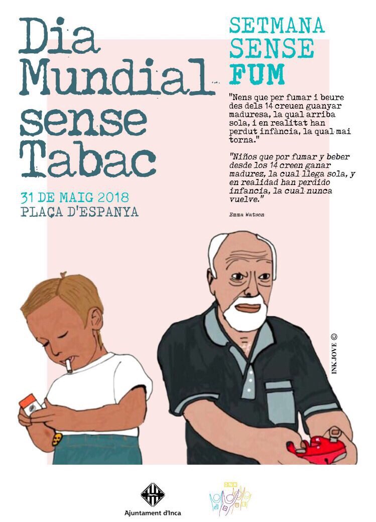 A INK JOVE la nostra importància ets tu, #jove. Ens preocupen les teves inquietuds però també la teva salut i ens suma’m amb l’Ajuntament d’Inca al “Dia Mundial sense Tabac”.🚬 31 de Maig a Plaça Espanya <a href="/incaciutat/">Ajuntament d’Inca</a>