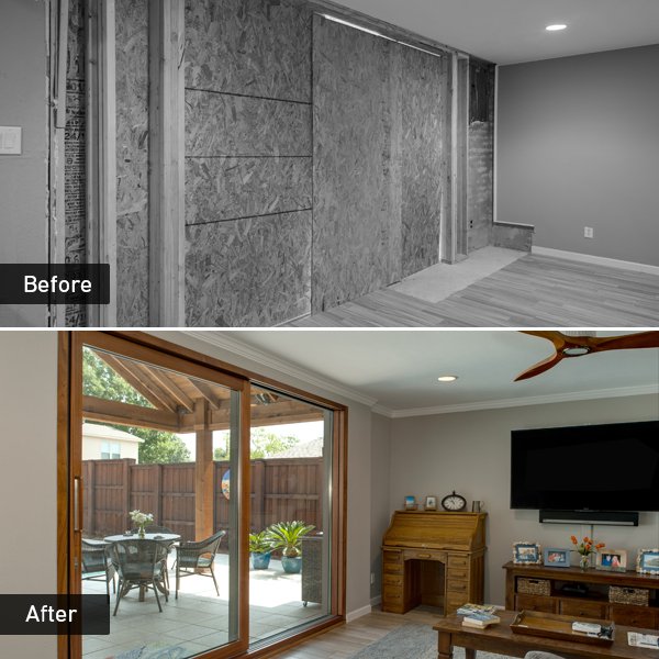 #transformationtuesday We are sure the homeowners must be delighted with the outcome of their remodel! The 10 feet wide by 8 feet high the Integrated Sliding Door creates a open flow from inside to out, providing easy access to the patio, bbq and pool just in time for summer!