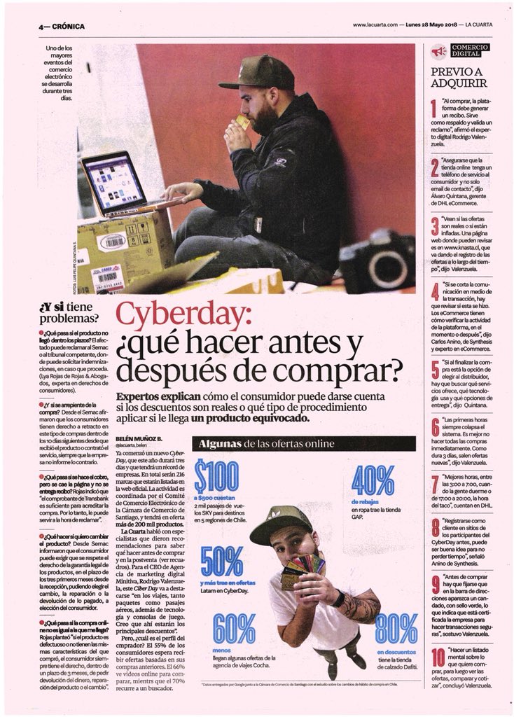 minitiva's tweet photo. Si tienen pensado comprar en este cyberday, en este reportaje de @lacuartacom damos unos buenos tips para este evento comercial! #emprendiendo #emprendedores #prensa #minitiva #marketingdigital https://t.co/q6ZDHTJfqv