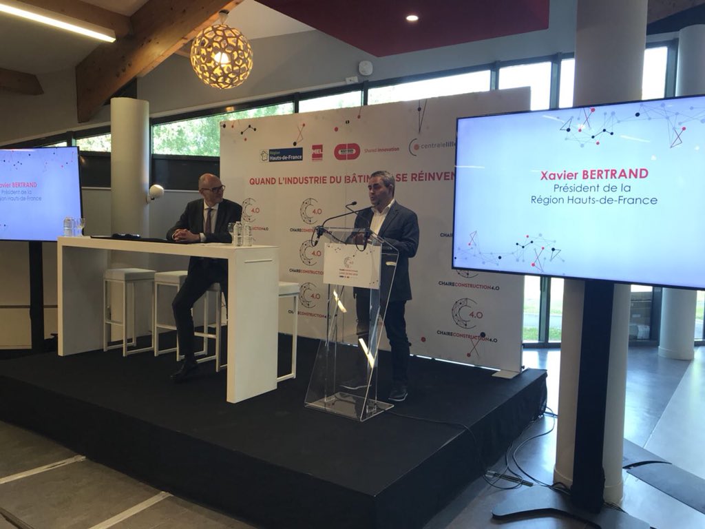 xavierbertrand's tweet photo. Quand l’industrie du bâtiment se réinvente, la Région soutient ! La Chaire Construction 4.0, unique en France, est lancée dans les @hautsdefrance. Anticiper pour être pionniers, investir pour développer les opportunités et l’emploi. Félicitations à @Bouygues_C et @Centralelille ! https://t.co/1XIzSGW1Io