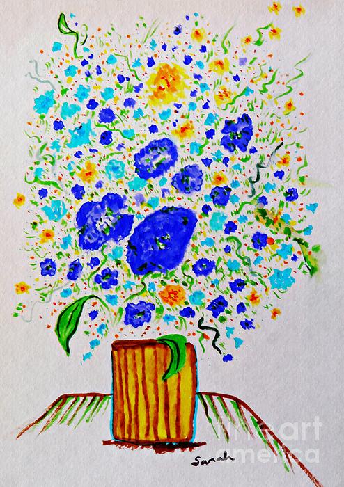 SMaureneLoft's tweet photo. New artwork for sale! - "Blue Bouquet in a Yellow Vase " - https://t.co/91cZbIdLy4 @fineartamerica https://t.co/YW8rjadVFL