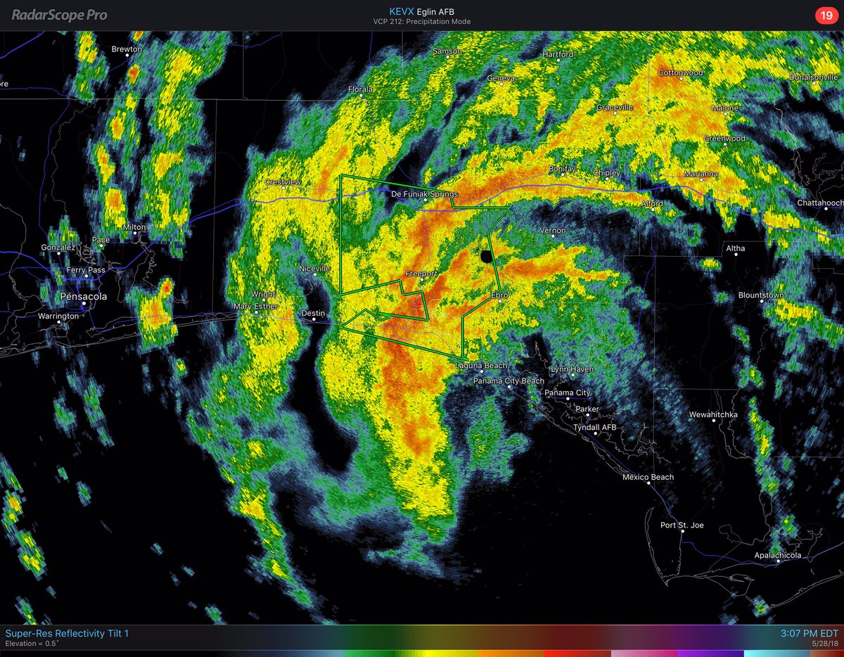 NJWXCentral's tweet photo. Circulation eroding with landfall being imminent, Alberto's life as a subtropical storm is coming to an end... #RIPAlberto https://t.co/YqcAUKj30i