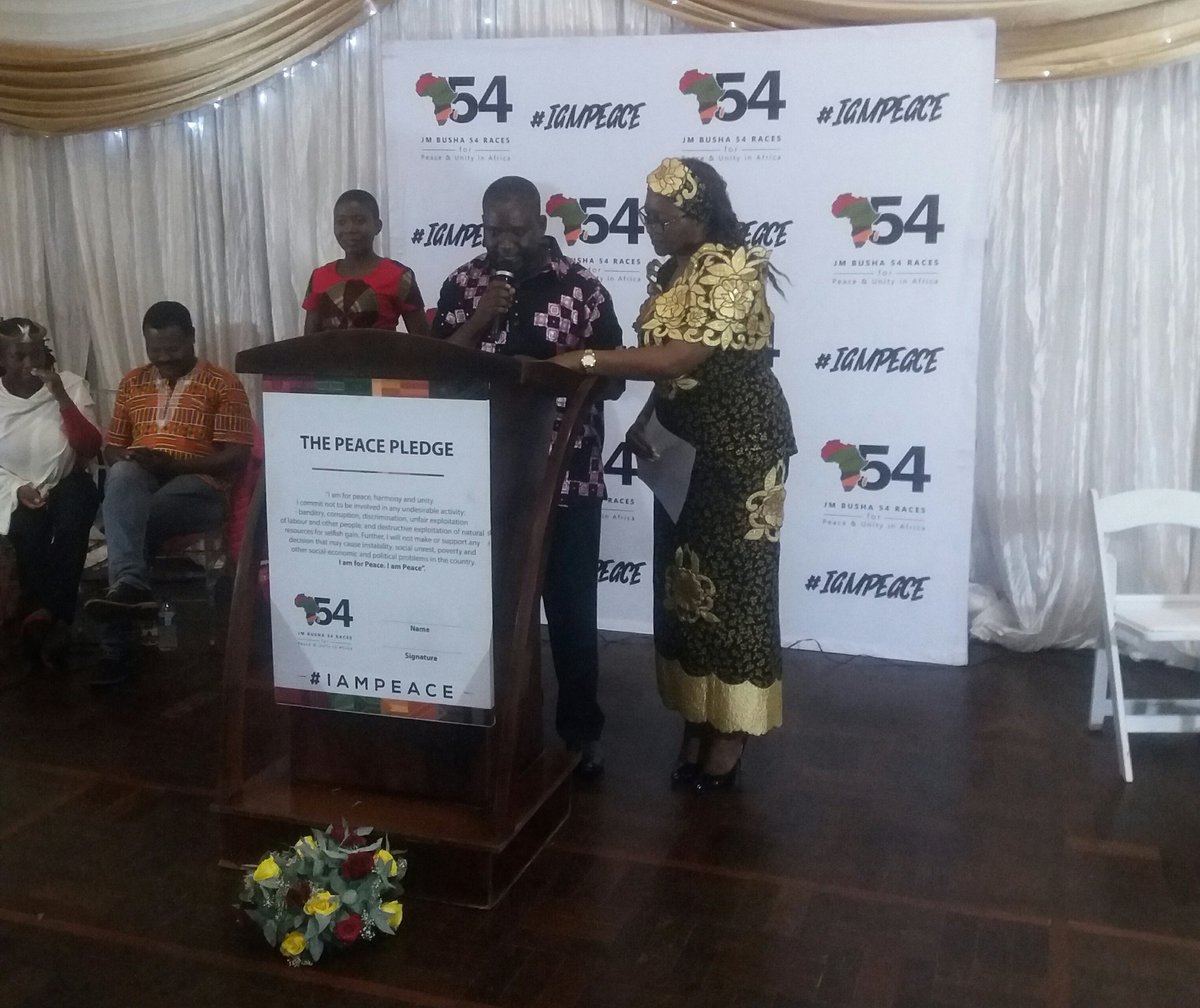 GondoGizim's tweet photo. With @StarfmZimbabwe DJ Ayati  presenting the prices to 2018 Peace Pledge  Marathon, Golf &amp; Cycling  winners at Champion Dinner #impeace  #imforpeace  @nangozim  @unoy_peace @GvanMontfort  @NPRCZim https://t.co/zoOwj94XFj