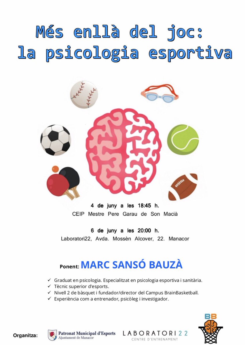 laboratori22's tweet photo. "Més enllaç del joc: la psicologia esportiva" No et perdis aquesta xerrada! Del psicòleg Marc Sansó @marc_1232 Dia 6 de juny a Laboratori 22! Tot un món per descobrir! https://t.co/6epEGpHstS