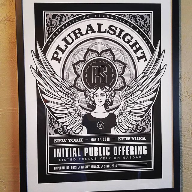 WesleyTech's tweet image. Got my #PluralsightIPO poster art hung up at home instagram.com/p/BjVOiwoFlJ4/
