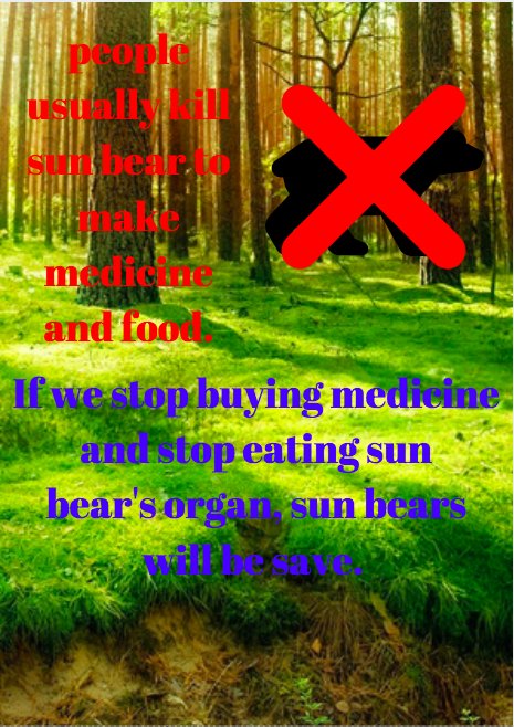 artou23's tweet photo. #KASendangered Poster: Sun Bear
Stop eating Sun bear's organ
@wendyweng7 https://t.co/CLeo0l0mKn