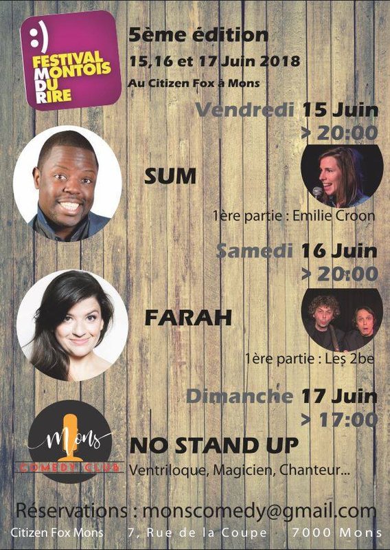 Salimlarime's tweet photo. #FestivalMonstoisDuRire @SumHumoriste #farah au #citizenfox 7 rue de la coupe à #Mons #belgique🇧🇪 le 15,16,17 juin 2018 😊 #humour #StandUp #Ambiance #rire
Renseignements et Réservations : monscomedy@gmail.com ou 0471/70.99.96. https://t.co/jmDv5Eszag