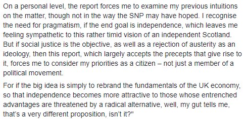Ben_Wray1989's tweet photo. Darren McGarvey (@lokiscottishrap) on how the #growthcommission forces him to reassess what indy means: chastise this if you want, but he won't be the only one thinking 'if indy isn't offering social justice anymore, then why bother?' Take the #Yes base for granted at your peril. https://t.co/ob60TOehM1