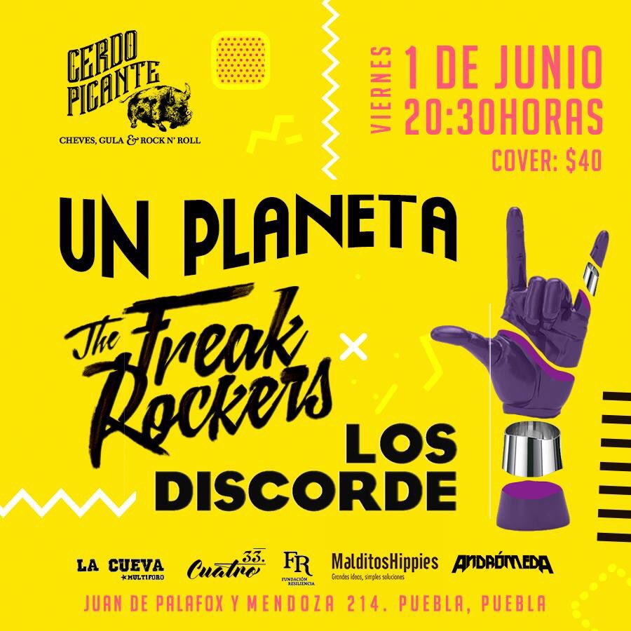 frequencymx's tweet photo. De Argentina @unplaneta1 estará este viernes en Puebla 20:30hrs @CerdoPicante #cheves #gula #rock&amp;roll https://t.co/f6YPUvsY53
