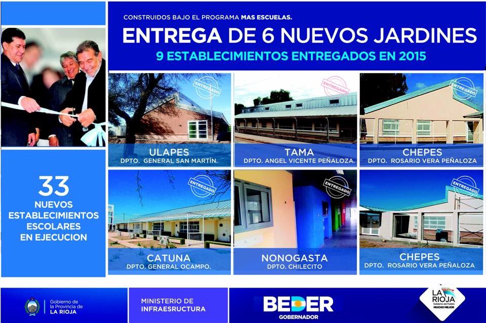 Gracias a #LasLocurasDeCristina La Rioja con <a href="/BederHerrera/">Luis Beder Herrera</a> construimos 83 Escuelas en todos los rincones de Nuestra Provincia, todas con LICITACIONES PÚBLICAS NACIONALES, dando trabajo a Nuestra gente de Empresas Riojanas, recuerdo meses enteros inaugurando una escuela por Semana