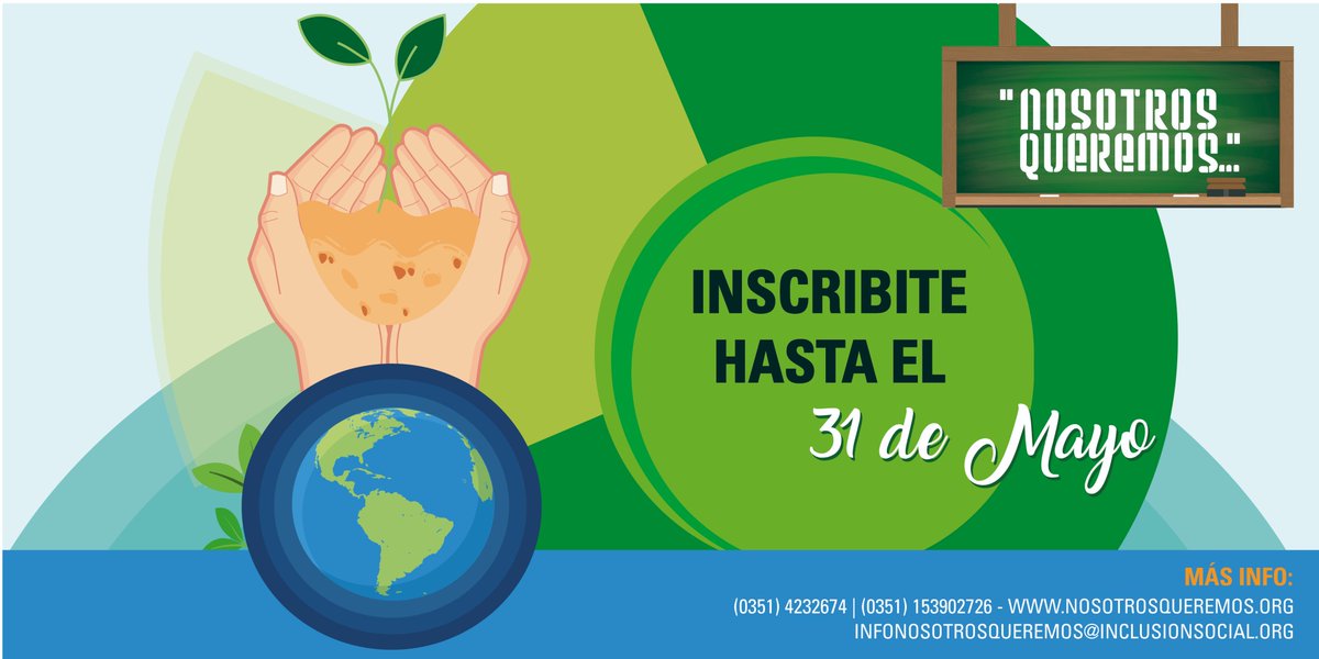 Concurso "Nosotros Queremos" 👨‍👨‍👧‍👧 

El 31 de Mayo finalizan las inscripciones para el #CNQ18

Inscribí a tus alumnos para que desarrollen proyectos de intervención socio-comunitaria y vivan una experiencia de emprendedurismo.

Info e inscripciones: bit.ly/2rIdh4c