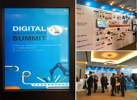 ciscoapac's tweet photo. Digital Manufacturing Summit 2018 kick-starts this morning in #Korea. Over 140 manufacturing customers &amp; partners across the region, all looking to how #technology could shake up manufacturing to more #connected &amp; #agile. #industrie #intentbasednetwork @RumaBala @CiscoPartnersAP https://t.co/gf5pE7rwfP
