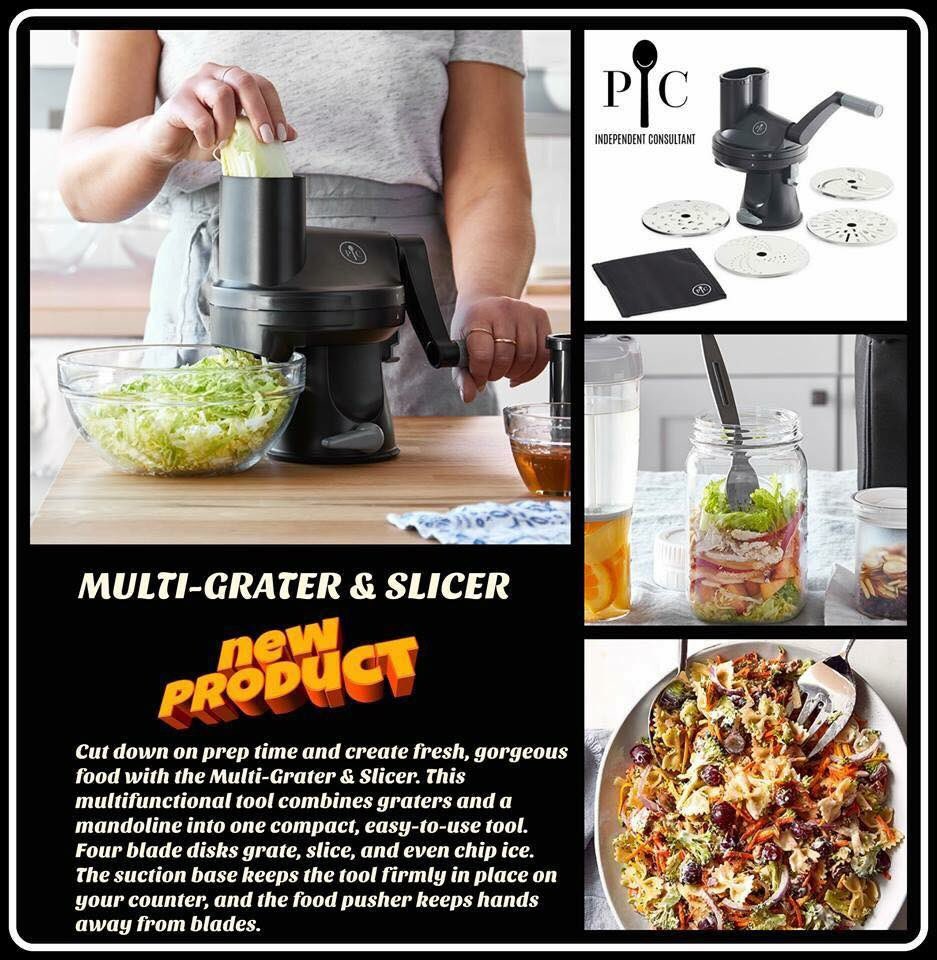 Pampered Chef Multi Grater & Slicer With 4 Blades - New No Box Model 1527