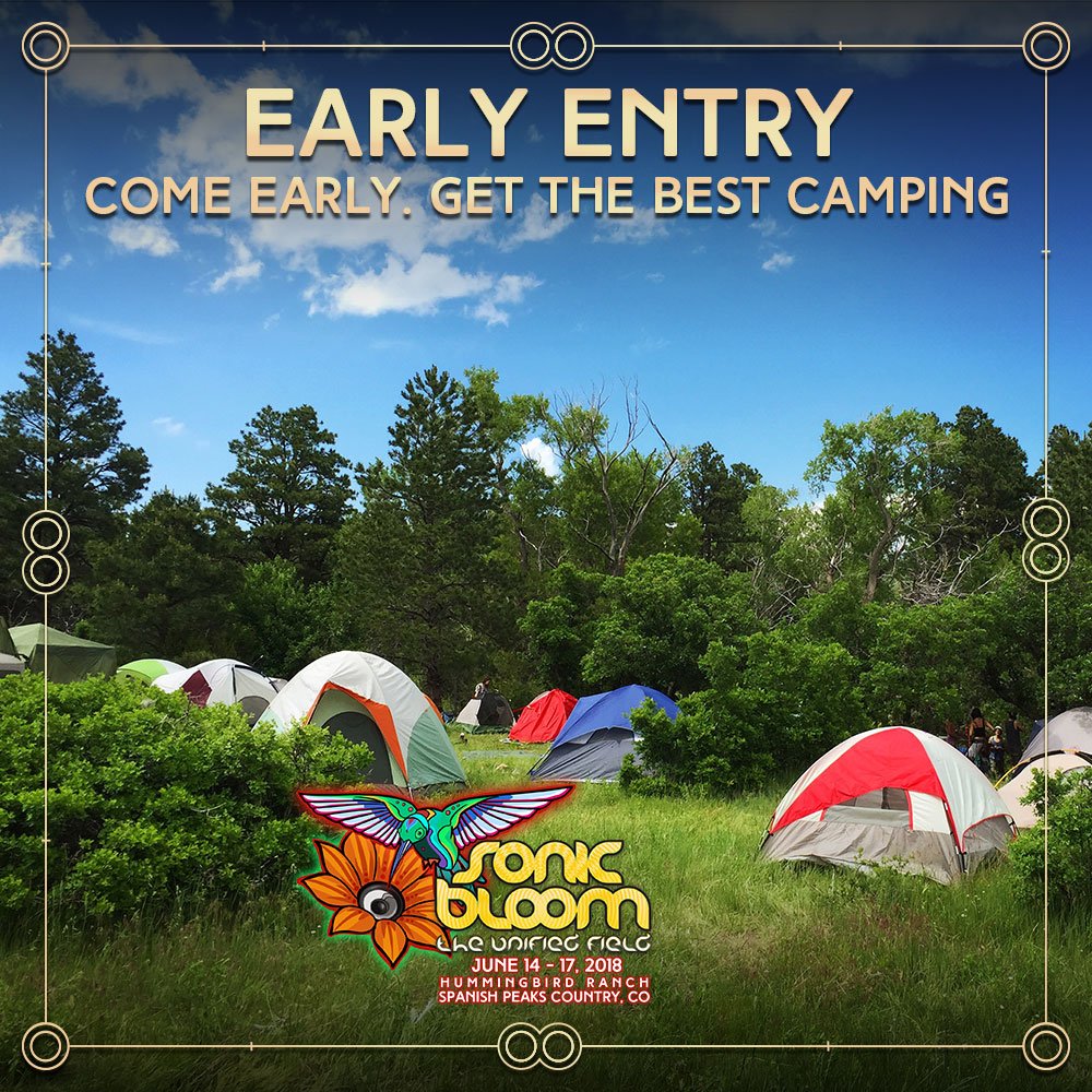 Early BLOOMers get the best campsites, have plenty of time to dial in their zone and settle in for a good 1st night of sleep and be totally dialed-in by the time workshops and then music starts on Thursday afternoon... no lines, no hassle –> bit.ly/SONICBLOOM