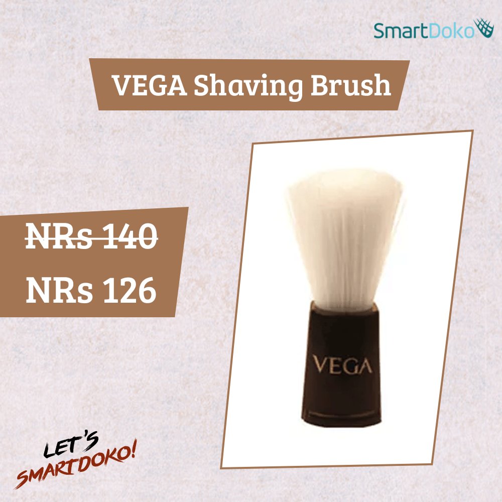 SmartDoko's tweet photo. This Vega #shaving brush has been #scientifically designed for a good shaving experience. Get #VEGA Shaving Brush at the discounted price of NRs.126. Hurry Up Now!! https://t.co/Utu90mk5Cw