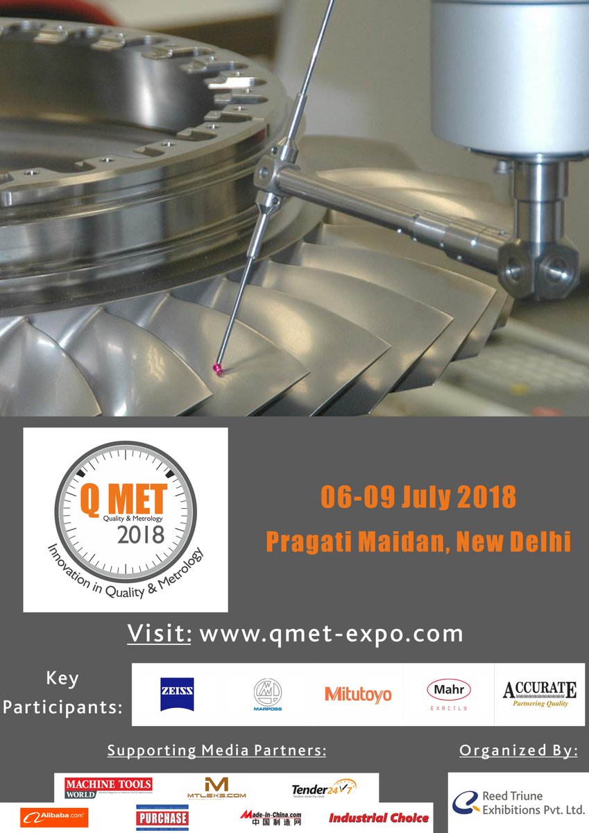 qmet2018's tweet photo. #RegisterNow for #qmet to #participate in exhibit of #innovation in the field of #QualityAssurance &amp; #Metrology Visit: https://t.co/DsRlTkGmky
#qmet will happen from the 6-9 July at Pragati Maidan, #NewDelhi. It is co-located with @amtexdelhi, @IntertoolDelhi a\&amp; @auto_robotics https://t.co/RPnAOHKLNp