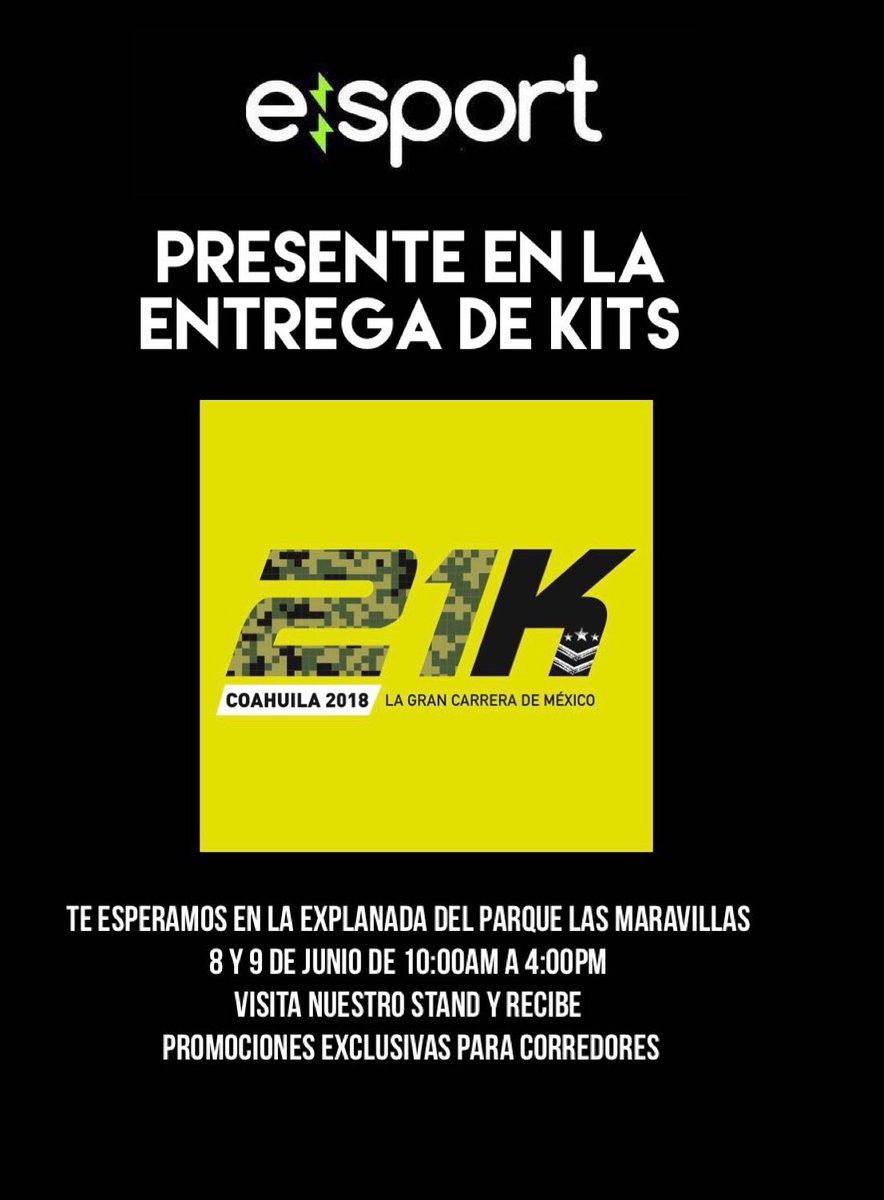 esportelectroo's tweet photo. #Saltillo #Coahuila #carrera los esperamos en la #entregakits 8 y 9 de #JUNIO #sorpresas #corredores #eSports #presente 8442868472 #fitness @21kCoahuila https://t.co/RegKYtrzIt
