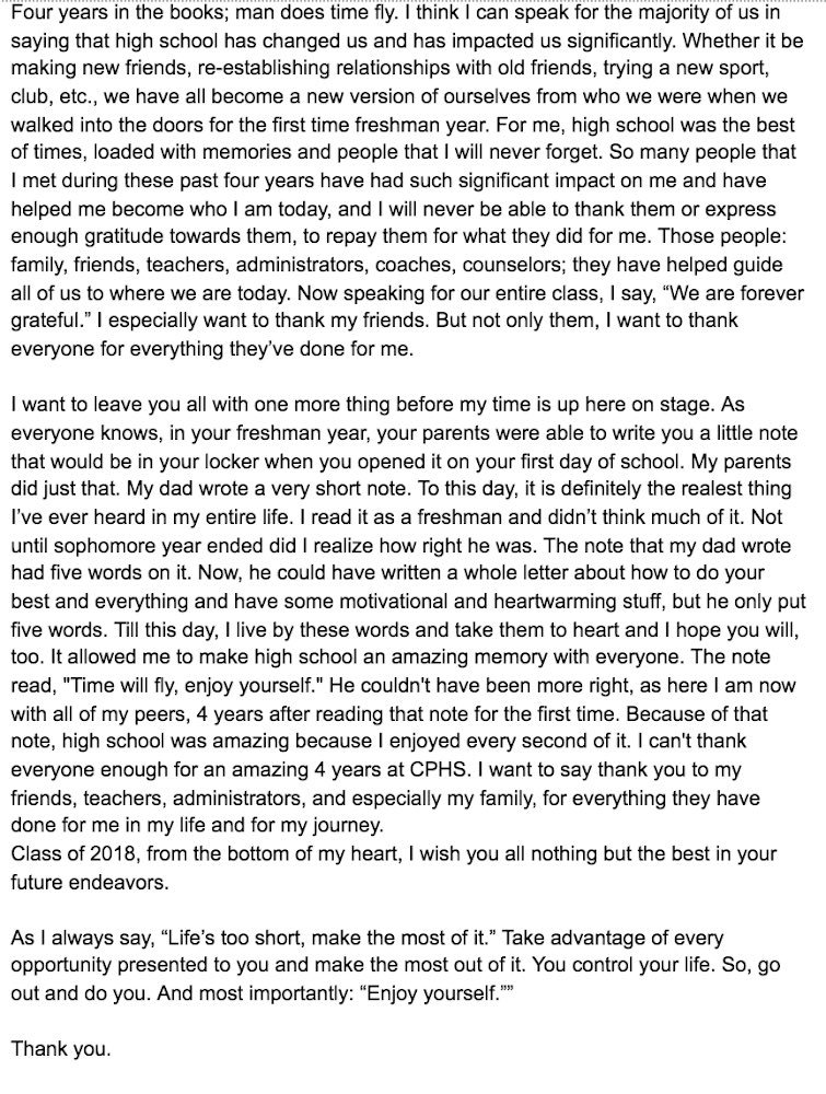rbolda_'s tweet photo. Since you won’t hear it at graduation, here’s my graduation speech submission and a lil somethin’ extra. Hope you all enjoy it. Thank y’all for everything 🤟 https://t.co/qhO5Bo0FyO
