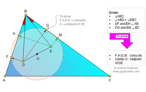 gogeometry's tweet image. #Geometry Problem 776: gogeometry.com/problem/p776-t… Triangle, #Isogonal lines, Congruent angles, Perpendicular, #Concyclic points, Circle, Center, Midpoint #math #proof #problemsolving #highschool