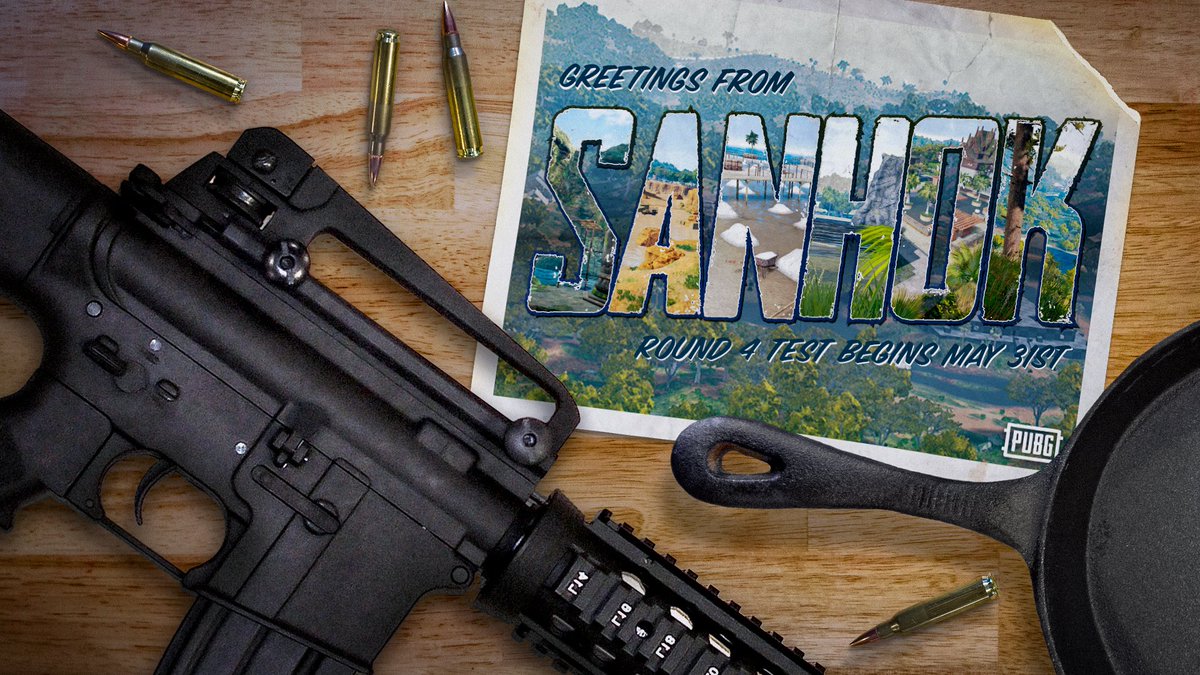 PUBG's tweet image. You’re invited to return to Sanhok for a fourth round of testing on the Experimental Server. This test begins May 31, 7PM PDT / June 1, 4AM CEST / June 1, 11AM KST.

More details: steamcommunity.com/games/578080/a…