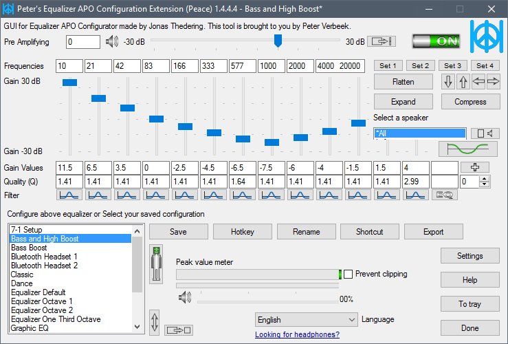 tredobbelt træk vejret støbt CodecPack.co on Twitter: "PEACE Equalizer APO GUI 1.4.6.3  https://t.co/6mJ6XFF0z4 GUI for the #Equalizer #APO software (a #parametric  equalizer for #Windows) that lets you configure most of the important  parameters visually. #AudioEqualizer #music #
