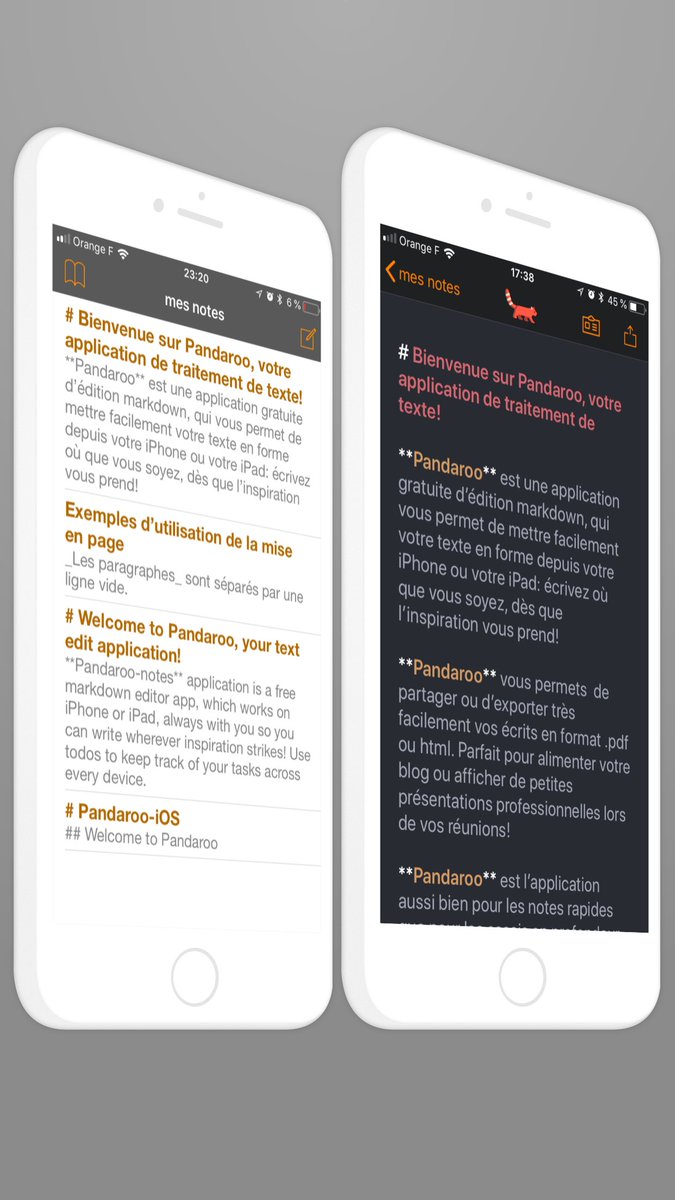 OrangeFactoryFR's tweet photo. NEW APP : Pandaroo sur #iOS
Prenez des notes, mettez les en page facilement, puis partagez vos écrit ou exportez les aux formats #HMTL ou #PDF
Téléchargez la ici : https://t.co/XbKYfmiATp
#Texte #note #markdown #publier #phrase #formater @Orange_France @Orange_Future #PZCUP2018 https://t.co/ZU2oZGyyZj
