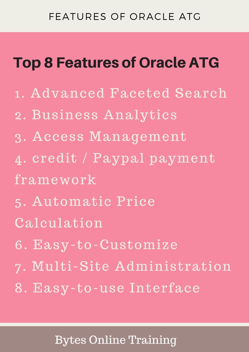 bytesonline's tweet image. Top 8 features of #Oracleatg
Learn at #Bytesonlinetraining
goo.gl/942HwX