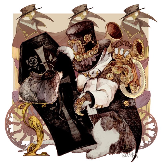 「black headwear clothed animal」 illustration images(Oldest)