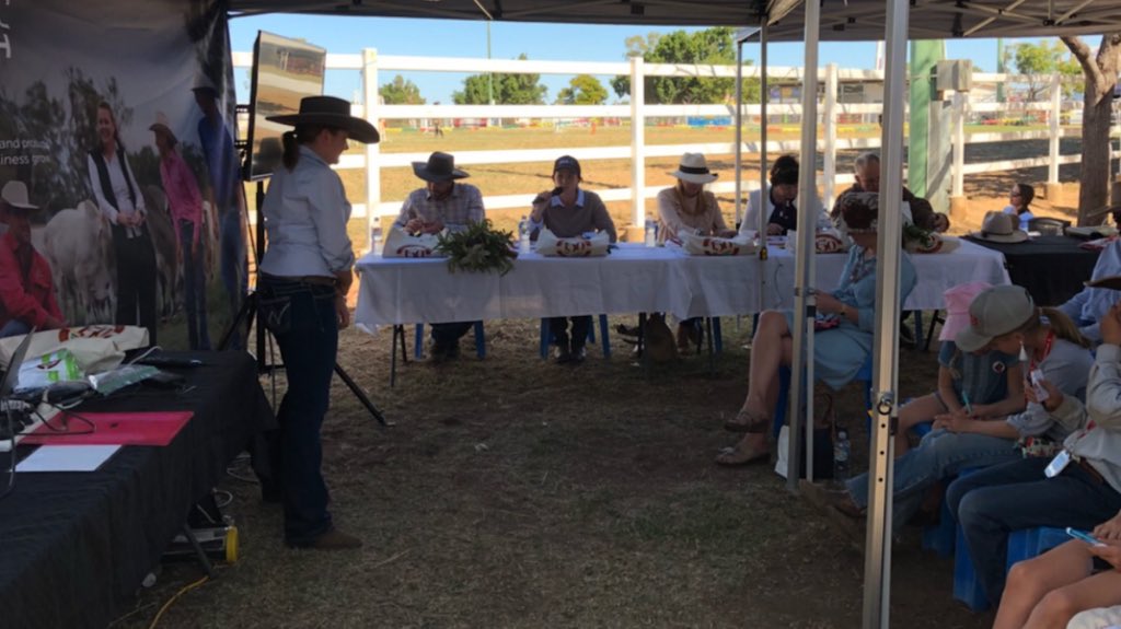 CourtneyANZ's tweet photo. Clermont Cattlemans Challenge - ANZ Taste Testing competition. Great work Harriet judging all that meat!
@ANZ_AU @HarrietMclennan  @johnkingANZ @Walker2Jamie https://t.co/ftwQSyaPTe
