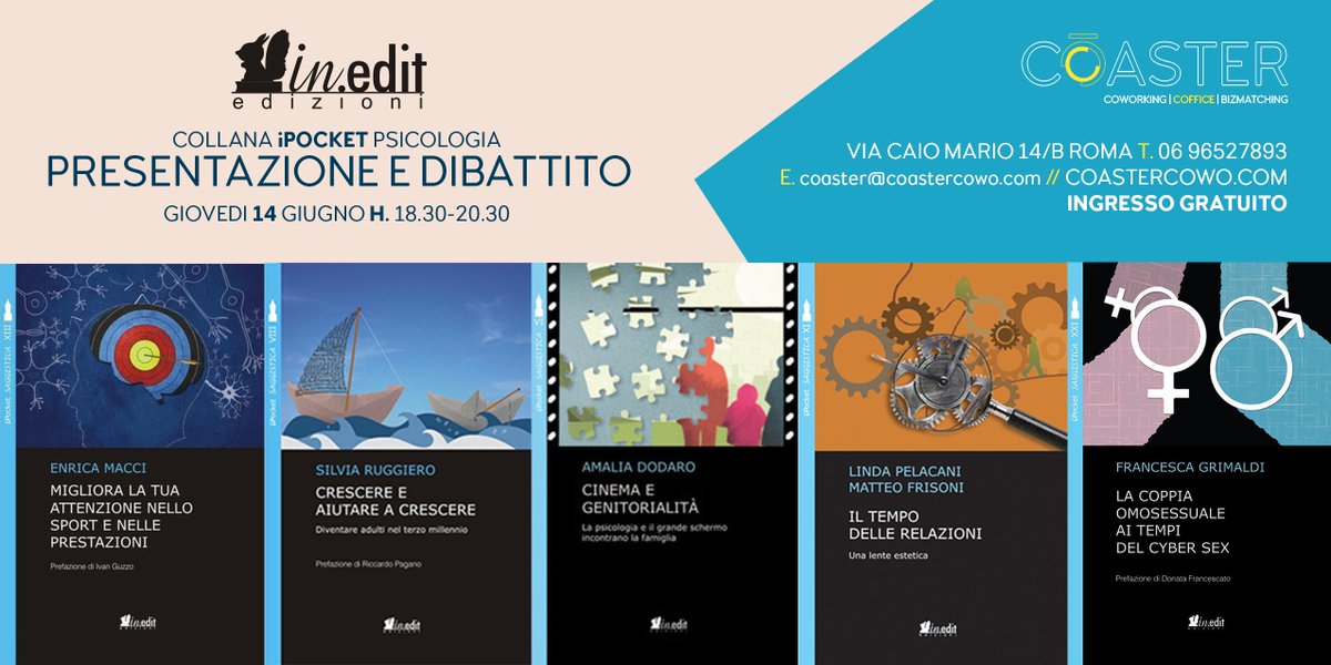 CoasterRoma's tweet photo. Piscologia: argomenti top in questa presentazione di @Ineditedizioni ! 
Gratuito, registrati qui: https://t.co/m2jUda33ag

#BravoPsicologoRoma #PsicodrammaRoma #PsicologiaRoma #PsicologoRoma #PsicoterapeutaRoma #PsicoterapiaRoma #StudioDiPsicologiaRoma #TerapiaComportamentaleRoma https://t.co/hGPsv6gMpZ